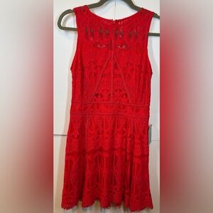 Adelyn Rae Red Lace Sleeveless Fit & Flare Cocktail Dress Size Small
